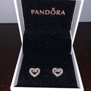 Pandora Heart Swirl Stud Earrings